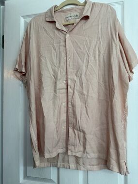 Abercrombie Light Pink Short-Sleeve Button-Up Shirt